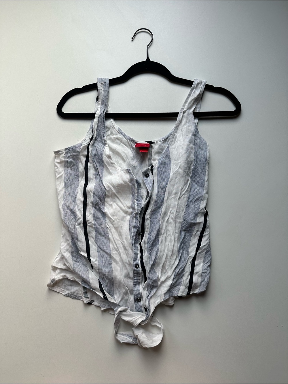 Striped Tie-Front Tank Top in White and Blue